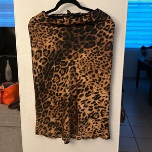 Forever 21 animal print open split midi skirt